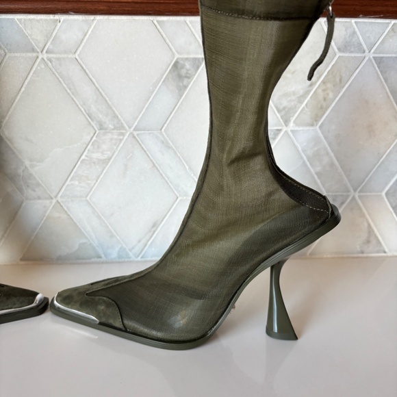 Cult Gaia Size 36/6 Pyramid Heel Boot Pump Green Daija Oliva Zipper New - Picture 6 of 11